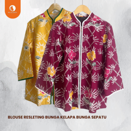 Blouse Resleting Bunga Kelapa dan Bunga Sepatu